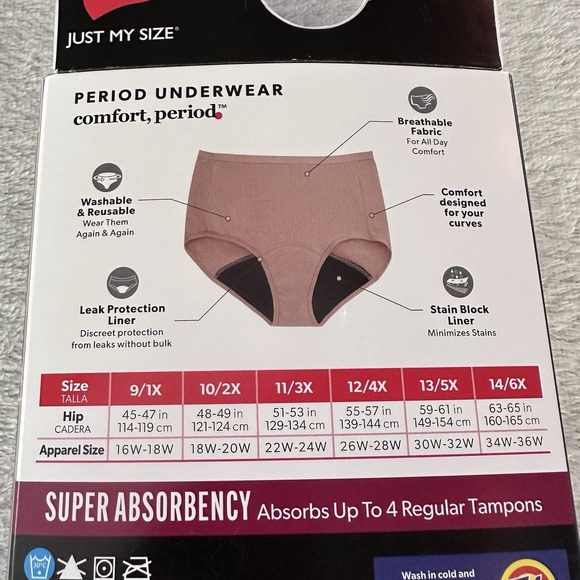 Hanes Period Protection Underwear Women's Brief Size 13 5XL 2 Pack Super Absorb - Picture 10 of 13